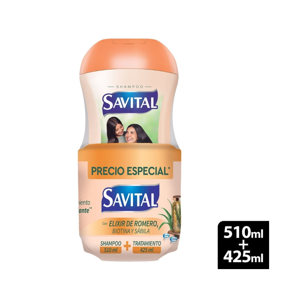 SHAMPOO+TRATAMIENTO SAVITAL ELIXIR DE ROMERO POTE 510ML + 425ML
