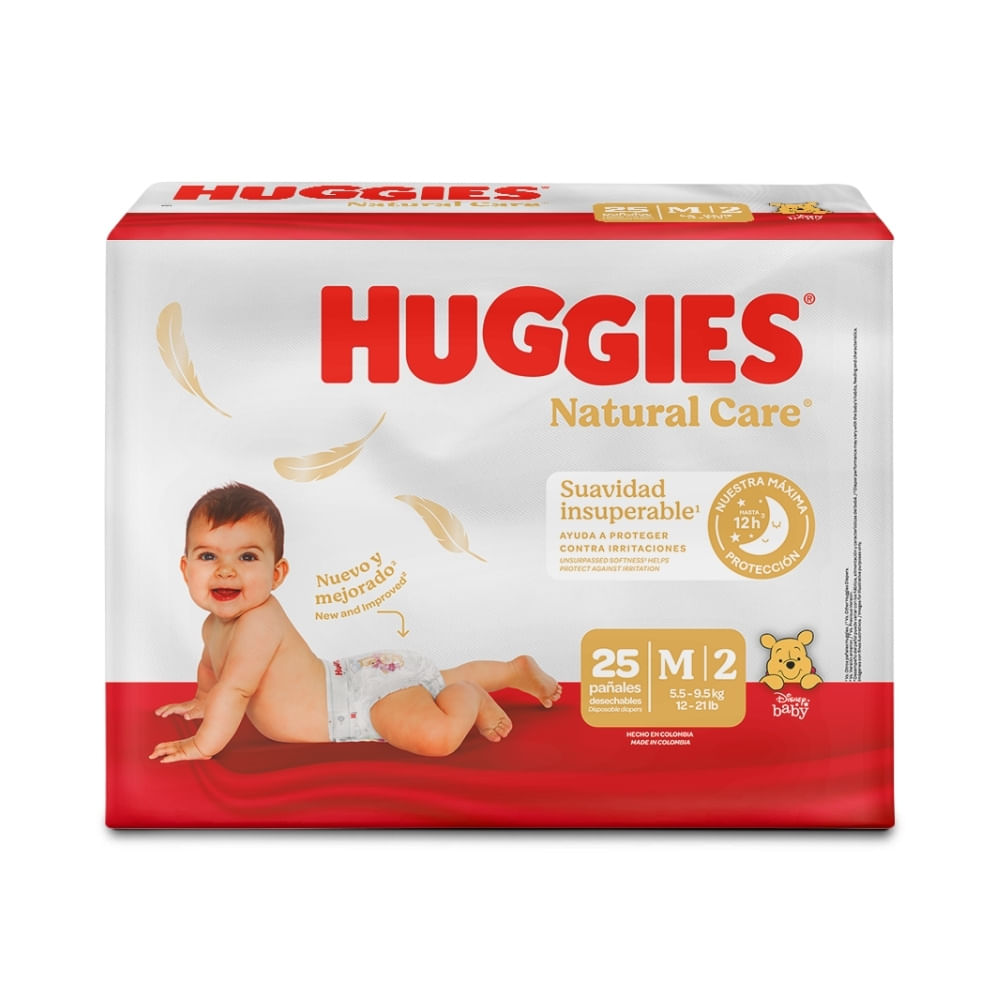 PAÑALES HUGGIES NATURAL CARE ETAPA 2 BOLSA X 25 UNDS