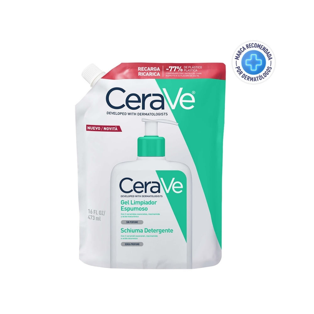 CERAVE REFILL GEL LIMPIADOR ESPUMOSO DOYPACK 473 ML