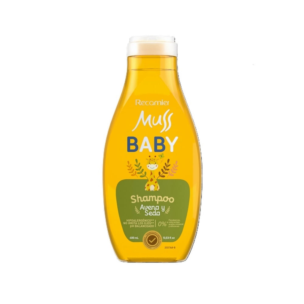 SHAMPOO MUSS BABY AVENA Y SEDA FRASCO 400 ML