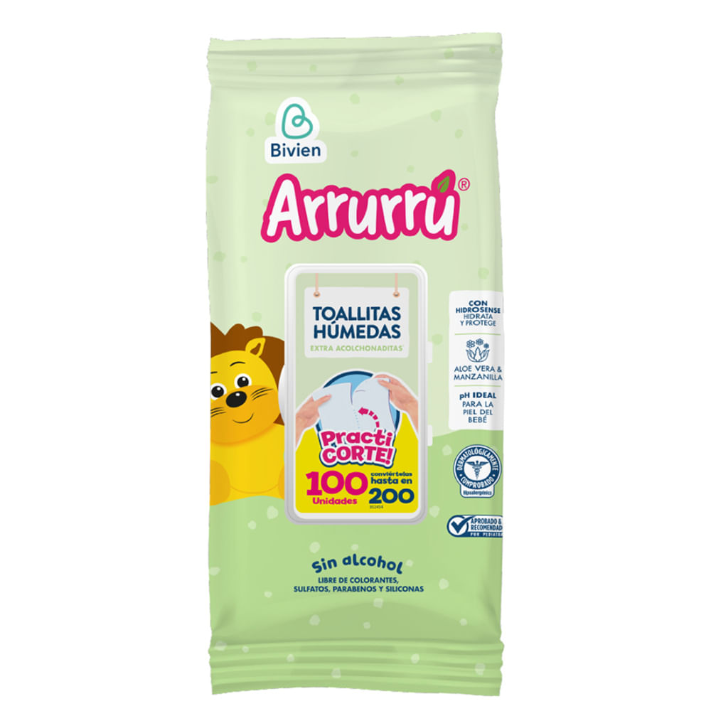 TOALLITAS ARRURRU ALOE & MANZANILLA BOLSA X 100 UNDS